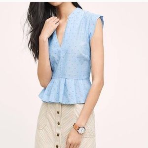 Porridge blue polka dot peplum blouse